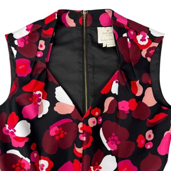 KATE SPADE Falling Florals Sleeveless Fit And Flare Dress Womens Sz 2 Pink Red - Picture 5 of 11